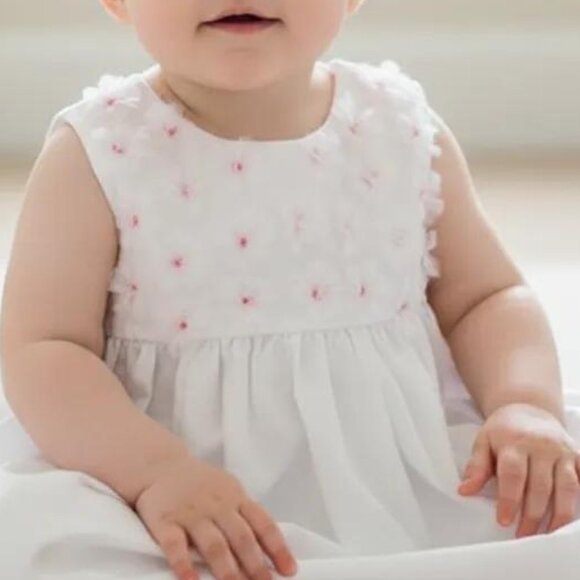 Lili Gaufrette White Sleeveless 3D Tulle Floral Lightweight Dress 9 Months - Picture 9 of 9